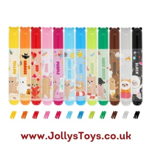 Pot of 12 Coloured Teddy Marker Pens